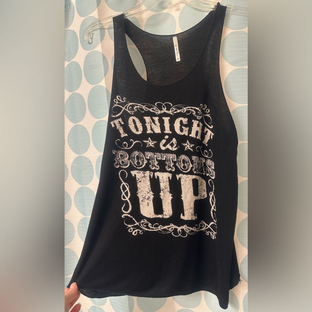 “Tonight is Bottoms Up” women’s tank top, black, size Medium